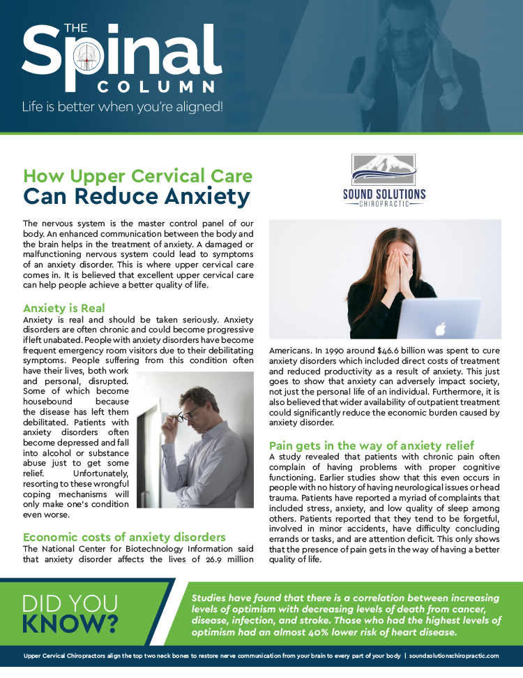 Chiropractic Olympia WA Upper Cervical Care and Anxiety